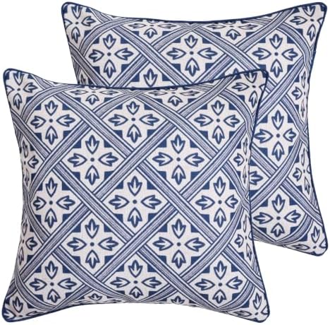 patdrea Designer French Blue Throw Pillow Cover,18"x18",Set of 2
