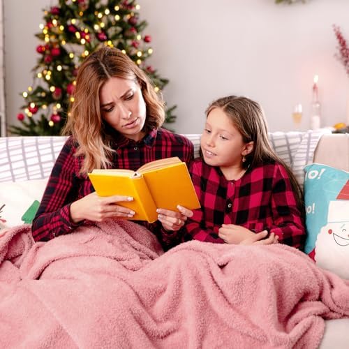 MUGD Pink Throw Blanket for Bed - Light Pink Fleece Blanket Soft Blankets for Women Girls Cute Home Decor