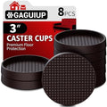 Non Slip Furniture Pads- 3"x3" Round Anti Skid Caster Cups Furniture Coasters, Anti-Sliding Grippers Floor Protectors for Furniture Bed, Couch, Chair Leg, Brown(Set of 8)