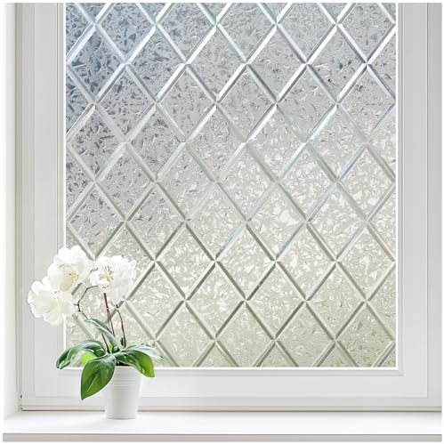 Haton Window Privacy Film, Decorative Frosted Film, Lattice 35.4" x 78.7"