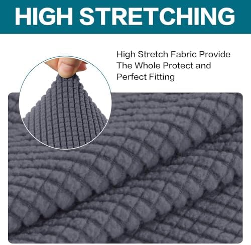 Turquoize 2 Piece Chair Covers Chair Slipcovers for Living Room Small Armchair Chair Cover with Arms Washable Furniture Cover for Chairs Feature Thick Jacquard Fabric (Small Armchair, Grey)