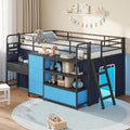 Low Twin Loft Bed with Desk,6 Storage Drawers,Led Lights & Kids Secret Base