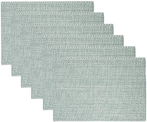 Sweet Home Collection 100% Cotton Placemats for Dining Room Rectangle Two Tone Woven Fabric 13" x 19" Soft Durable Table Mat Set, Set of 6, Pale Green