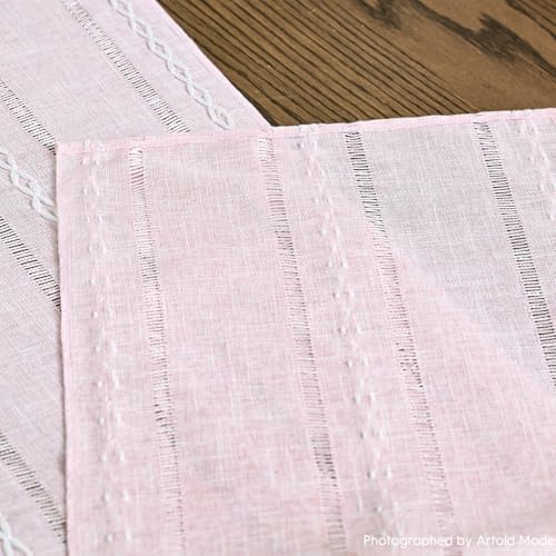 Artoid Mode Pink Rustic Cotton Linen Table Runner 13x108 Inch