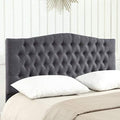 24KF Upholstered Tufted Button Linen Fabric Headboard,Comfortable Fashional Headboard Queen/Full Size,Dark Gray
