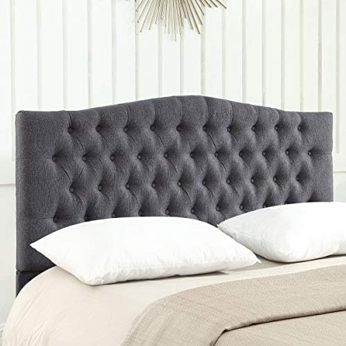 24KF Upholstered Tufted Button Linen Fabric Headboard,Comfortable Fashional Headboard Queen/Full Size,Dark Gray