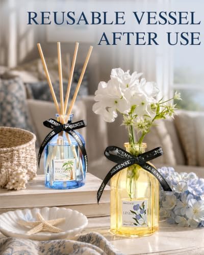 M&SENSE Reed Diffuser, Madagascar Vanilla, 7.7 oz Natural Essential Oil