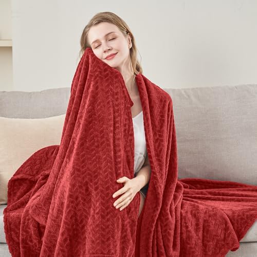 inhand Ruby Red Fleece Throw Blanket for Couch, Super Soft Flannel Blanket, Lightweight Fuzzy Blankets Sofa Bed Office, Washable Cozy Plush Fleece Blankets&Throw for All Season(50x60 Inches)