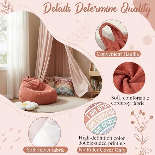 Kids Reading Nook Set with Canopy Tent, Bean Bag Cover & Pillow,Beige