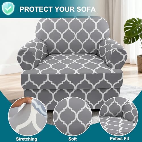 NILUOH 2-Piece T-Cushion Armchair Slipcover, Stretch Chair Cover with Separate Seat Cushion Cover, Soft Washable Furniture Protector for Living Room