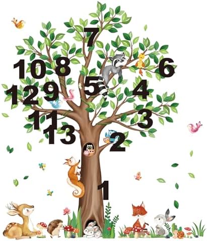 decalmile Woodland Animals Tree Bear Fox Deer Wall Decals Stickers (XL)