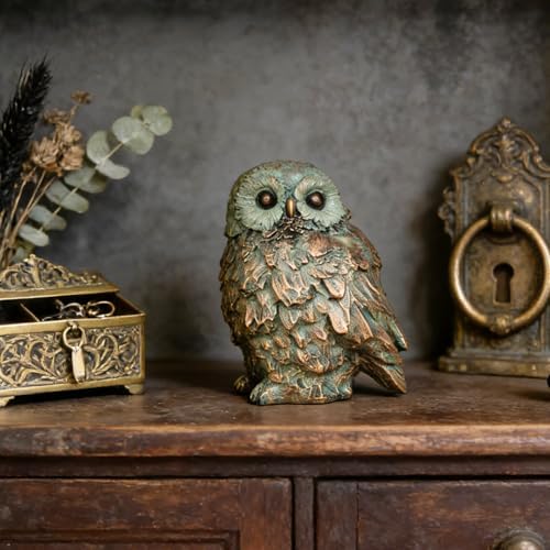 Cynkeyee Resin Rustic Farmhouse Owl Statue