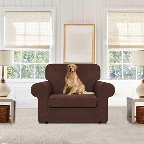 WEERRW Velvet Stretch 2 Pieces Chair Sofa Slipcovers Washable, Chocolate