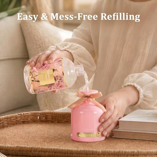Cocorrína Reed Diffuser Refill Eucalyptus & Moss 10.15oz (300ml) with 8 Sticks - Premium Long-Lasting Floral Essential Oil, Home Fragrance for Bedroom, Bathroom Home Decor