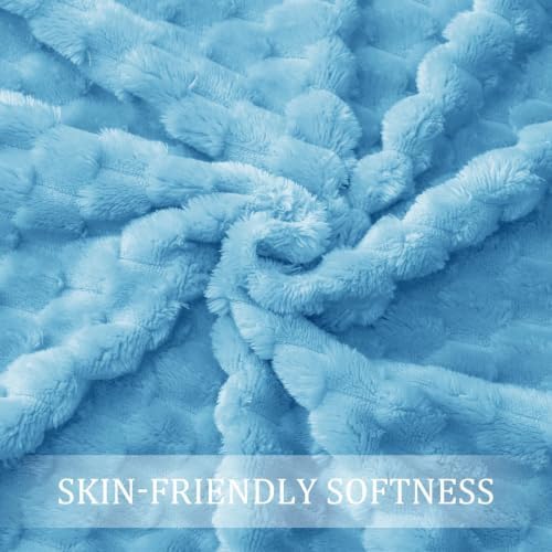 Exclusivo Mezcla Large 3D Fleece Throw Blanket for Couch, Blue