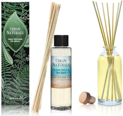 Urban Naturals Ocean Mist & Sea Salt Scented Oil Reed Diffuser Refill, 4 oz (2 Pack)