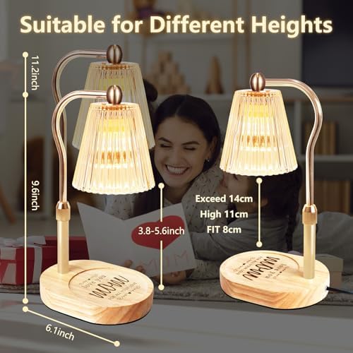 seenlast Candle Warmer Lamp, Candle Lamp Warmer with Timer Dimmer Adjustable Height, Electric Wax Warmer Vintage Home Decor,Candle Melter Light for Scented Jar Candles, Gifts for Mom (Golden)