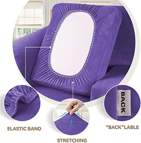 WEERRW 4 Pieces Couch Cover for Sofa Velvet Sofa Covers Washable, Purple