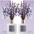 Cocorrína Premium Reed Diffuser Set with Preserved Baby's Breath & Cotton Stick Lavender Thyme 2 Packs, 6.7oz Scent Fragrance Oil Diffuser for Bedroom Bathroom Home Décor