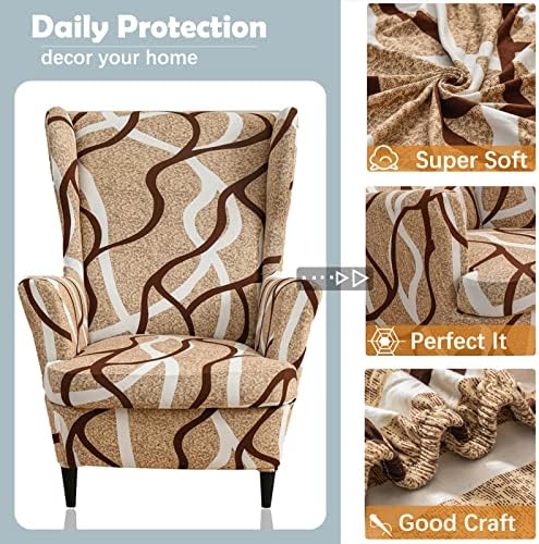 Wing Chair Slipcover, 2-Piece Printed Wingback Chair Cover
