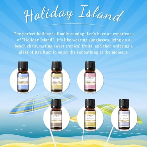 EUQEE Summer Holiday Island Fragrance Oil Gift Set of 6 for Humidifier