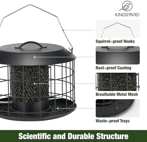 Kingsyard Squirrel Proof Metal Mesh Tube Bird Feeder