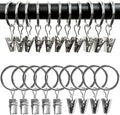 100 Pack Metal Curtain Rings with Clips, 1 in ID, Silver