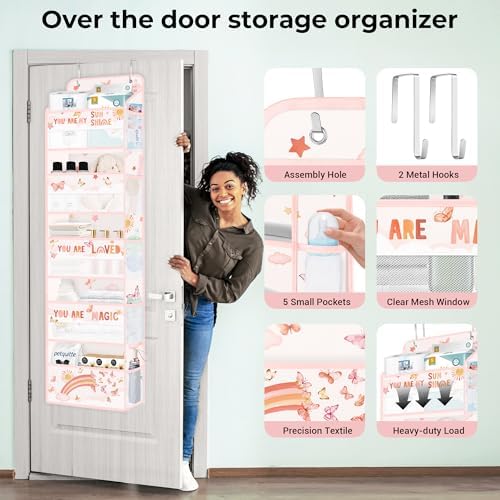 Clastyle Over the Door Organizer Diaper Toy Nursery Hanging Shelf, Rainbow