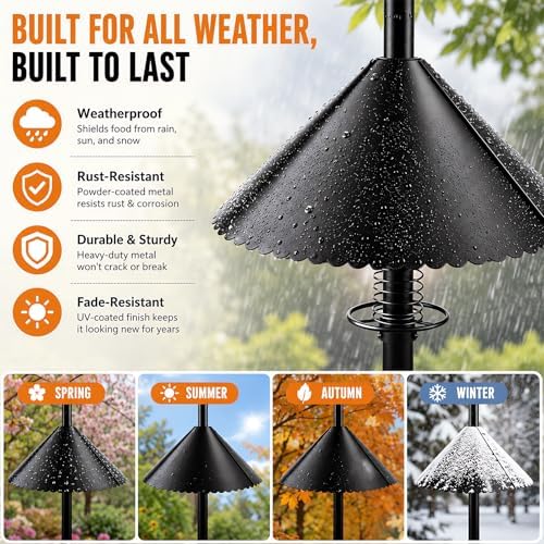 18'' Metal Squirrel Baffle for Round Bird Feeder Pole with Spring