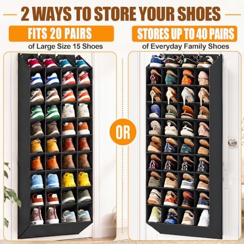 30-40 Pairs Over the Door Shoe Organizer, 10-Tier Door Shoes Rack