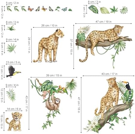wondever Jungle Animals Wall Decals Safari Leopard Cheetah Wall Stickers