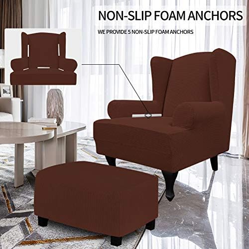 Easy-Going Stretch Large Wingback Chair Sofa Slipcover Coffee