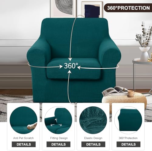 U-NICE HOME 2 Pieces Chair Covers Stretch Chair Slipcover, Blue