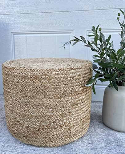 Pouf Ottoman 100% Jute Braided Pouffe (18"x18"x12")