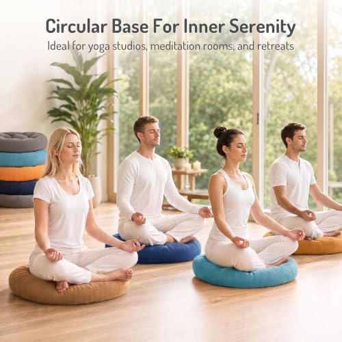 Round Meditation Cushion, Large Floor Pillow for Adults, 22 Inch Navy