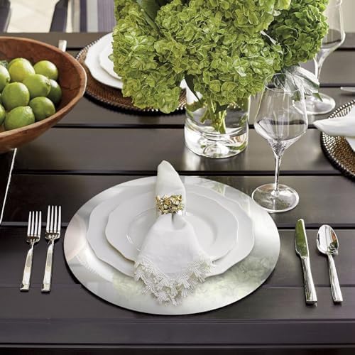 KesaPlan 100PCS 13in Round Silver Placemats, Disposable Paper Charger Plate