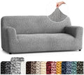 PAULATO Premium Stretch Couch Covers for Sofa - Sofa Chair Cover Washable, Dogs & Pets Friendly - Elastic Polyester Loveseat Slipcovers - Non-Slip Love Seat Couch Covers - Ash (64"-85" Wide)