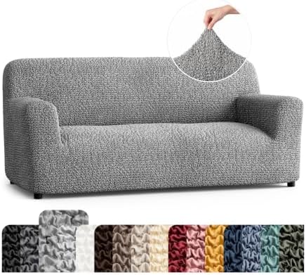 PAULATO Premium Stretch Couch Covers for Sofa - Sofa Chair Cover Washable, Dogs & Pets Friendly - Elastic Polyester Loveseat Slipcovers - Non-Slip Love Seat Couch Covers - Ash (64"-85" Wide)