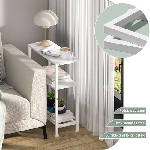Narrow Side Table, 2-Tier Small End Table, Slim Nightstand