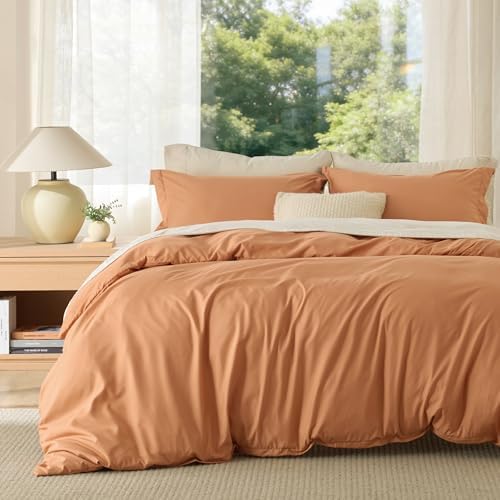 Bedsure Duvet Cover King Size, 3Pcs Soft Double Brushed Bedding Set, Orange