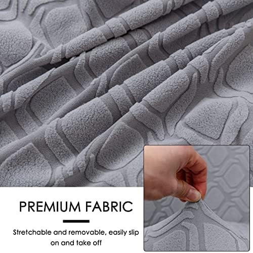 MIFXIN 2 Piece Stretch Jacquard Tub Chair Cover with Cushion Cover Soft Removable Club Chair Slipcovers Armchair Sofa Couch Furniture Protector for Living Room Counter Bar Cafe (Light Grey)