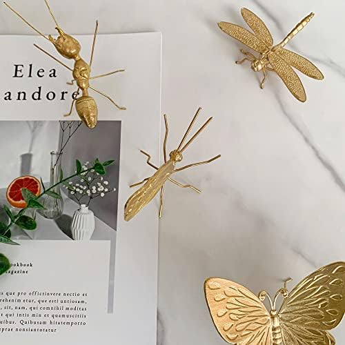 Gold Butterfly Sculpture Solid Metal Insect Ornament Mini Butterfly Figurine for Home Office Garden Desktop Decor