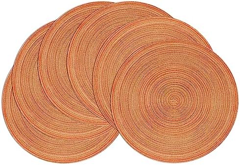 SHACOS Round Braided Fall Placemats Set of 6 Thanksgiving Place Mats