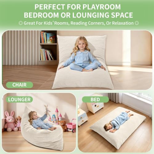 3-in-1 Kids Bean Bag Chair, Convertible Floor Cushion