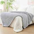 Bigacogo Chunky Knit Throw Blanket for Couch, 80x90 inches, Light Grey