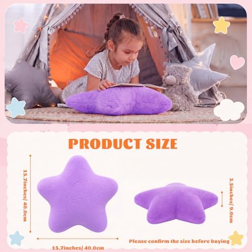 Soaoo 5 Pcs Star Fluffy Pillow Star Shape Pillow, Bright Mix