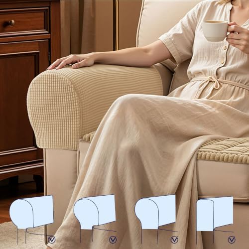 SUBRTEX Stretch Couch Arm Covers Set of 2, Non-Slip Sofa Armrest Slipcovers