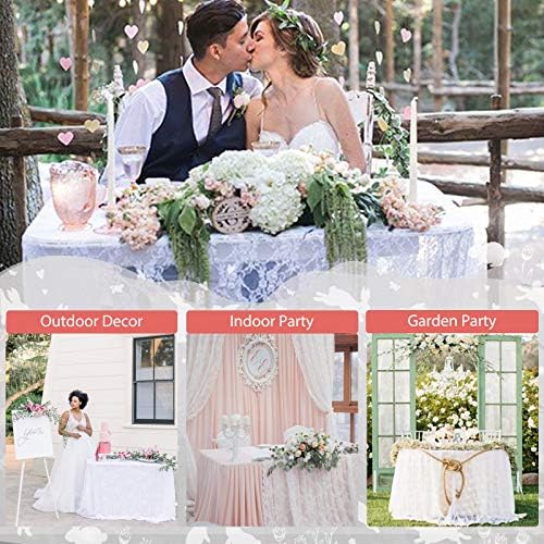 LuoluoHouse White Lace Tablecloth 6pcs Table Fabric 60x120 Inch for Rustic