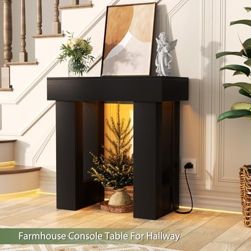 Unikito 32" Entry Table with Sensor Light & AC Outlets with USB-C Ports