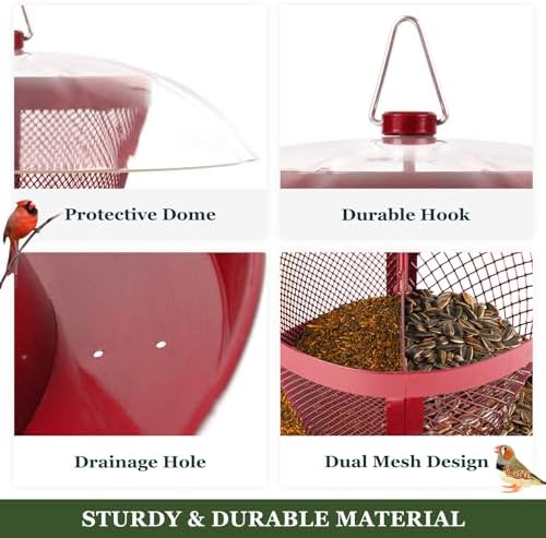 Kingsyard Rain-Resistant Metal Mesh Bird Feeder for Outdoor Hanging
